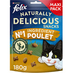 FELIX Naturally Delicious Snacks | Adulte| Friandises pour Chat |Poulet avec une touche d'Herbe| 180 g