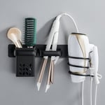 Petites Ecrevisses - Porte Sèche Cheveux avec Range-Câbles et Rangement Support de Lisseur Noir pour Hôtel Chambre Salle de Bain