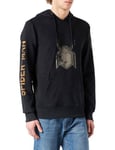 Marvel Sweatshirt - partB09HY2YKGM - Spider-Man Distressed Logo Huvtröja Ny officiell herrsvart storlek S