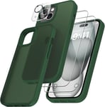 4 En 1 Coque Pour Iphone 15 Avec 2 Verre Trempé Et 1 Caméra Protecteur, [Coussin D'air Intégré] Antichoc Antirayures Bumper Protection Housse Pour Iphone 15 6.1"", Vert Foncé.[V54]