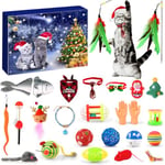 iZoeL Cat Advent Calendar 2024 24Pcs Interactive Cat Toys for Indoor Cats - Christmas Cat Collars Cat Bow Tie Feather Toys for Cats, Fish Fake Mouse Bell Balls for Cat Lover Gifts Christmas Gifts