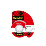 Scotch® crystal clear tape, 1 rull, 19 mm x 15 m + håndholdt dispenser