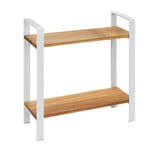 WENKO Étagère de Cuisine Louisa 2 Étages, Étagère pour le Plan de Travail, en Bois d'acacia et Métal, Crée plus d'espace de Rangement dans la Cuisine, 32 x 33 x 11 cm, Blanc