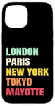 Coque pour iPhone 15 Mayotte Fier d’être Mahorais Paris Tokyo new York Mayotte