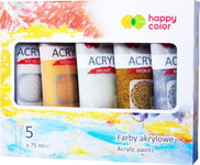 Happy Color  Farb Akrylowych 5 Szt X 75 Ml Mix Brokat Happy Color