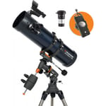 Celestron ASTROMASTER 130EQ -stjärnteleskop + telefonadapter och T2-Barlow-lins