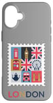 iPhone 16 Plus London Stamp with Iconic Landmarks - London Souvenir Case