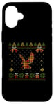 Coque pour iPhone 16 Plus Pull de Noël moche motif aigle à carreaux rouges