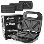 Liebfeld 750 W Appareil à croque-monsieur 3 en 1 grill de contact gaufrier ap...