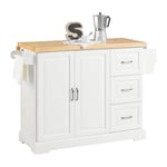 SoBuy FKW41-WN Desserte sur roulettes Meuble de Cuisine de Service Roulant en Bois - Plans de Travail Rabattables - Haute Qualité et Stabilité