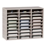 VEVOR Organisateur de Bureau en Bois 80x30,5x63 cm, Trieur de Fichiers à 27 Compartiments, Meuble à Courrier en MDF, Étagères Amovibles, Classeur pour Ranger Papiers Magazines Bureau École, Gris