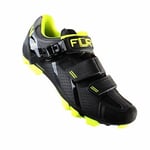 Chaussure vtt flr elite f65 t43 noir/jaune 2 bandes auto agrippantes + clic