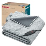 Beurer HD75 Nordic Grey Green Planet Electric Blanket, Heat Blanket Made from Recycled Material, Cuddly Soft, 6 Temperature Levels, Machine Washable, Automatic Shut-Off, 180 x 130 cm