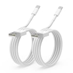 Câble Chargeur Iphone 2m 2pack, Certifié Mfi Câble Lightning Vers Usb, Cable Iphone Chargeur Iphone Compatible Avec Apple Iphone 14 13 Pro Max Mini Xs Xr X 8 7 6 6s Plus 5 Se, Ipad Air(Blanc)