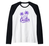 All She Wants Is The Ocean - Retro Summer Tropic Island Raglan Baseball Tee