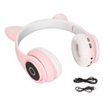 LXB39A Bluetooth-headset med kattöron - Söt, justerbar bas, bärbar, trådlös Bluetooth-headset med ljudkabel för barn (rosa)