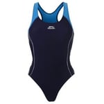 UK SIZE 6 SLAZENGER SWIM SUIT LADIES SWIMMING RACER BACK COSTUME GIRLS BLUE NAVY