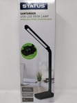 Santander USB LED Desk Lamp with Wireless Charging Phone Base Black 4W Lamp