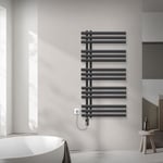 Radiateur Électrique de salle de bains en acier Iron EM 600x1200 mm sèche-serviettes Anthracite 900W - LUXEBATH