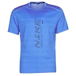 Nike M Nk Dry Miler SS Po Gx FF T-Shirt - Pacific Blue/(Black), Small