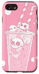 Coque pour iPhone SE (2020) / 7 / 8 Squelette à thé classique à pois Kawaii Grim Reaper Rose