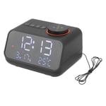 (Black)Alarm Clock Radio LED Digital Alarm Clock With FM Radio Music Temperat