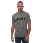 Hugo Boss Mens Thinking 1 Rubber Print Logo T-Shirt in Grey material_cotton - Size Small