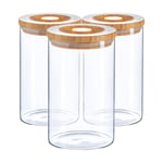 Scandi Storage Jar with Wooden Lid 1 Litre Pack of 3