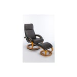 Fauteuil inclinable de massage rembourré en PU avec repose-pieds ottoman, masseur à 5 points, base en bois courbé pour salon et chambre à coucher,