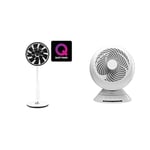 Duux Whisper standing fan | Control via remote control | Height adjustable 73-95cm | Quiet fan with night mode and timer & Globe Table fan with remote control | LED display & touch function