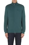 Armani Exchange Men's Embossed Logo, Zip-trhough, Front Pockets Cardigan Sweater, Green Gables, L