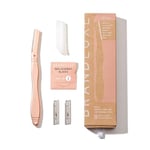 Brandluxe Dermaplaning Tool for Face, Eyebrow Shaping, Gentle Hair Removal and Exfoliation. Designed for Women, an eco-friendly design. Includes 3 Swedish stainless steel razor blades. (Rose Gold)