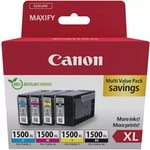 Pack de 4 Cartouches d'encre Canon PGI-1500XL Noir Cyan Magenta Jaune