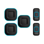 Gotrays - Sonnette sans fil, sonnette led intelligente pour la maison, 3 sonnettes, 2 boutons,noir