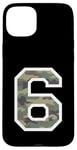 Coque pour iPhone 15 Plus Numéro d'uniforme en jersey #6 Six, camouflage camouflage