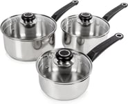 Morphy Richards 970003 Equip 3-Piece Pan Set, Stainless Steel