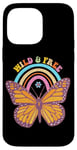 Coque pour iPhone 14 Pro Max Wild & Free Butterfly Rainbow Retro Vibes