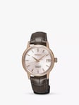 Seiko SRP852J1 Women's Presage Cocktail Time Bellini Date Leather Strap Watch, Brown/Rose Gold