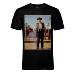 T-Shirt Homme Col Rond Cowboy Shérif Western Photo De Film Duel Au Revolver Original Vintage