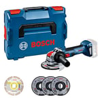 Bosch Professional 18V System meuleuse angulaire sans-fil GWX 18V-7 (disque Ø 125 mm, puissance 700 W, avec interface X-LOCK, set de 5 disques à tronçonner et ébarber, L-BOXX) - Set