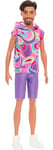 Barbie Fashionistas Ken Doll #227 with Outfit Inspired by the Totally Hair Look, Brunette with Short Beard & Slender Body Type, 65th Anniversary Collectible, HRH26