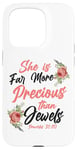 iPhone 15 Pro Christian Bible Verse Quote Rose Flower Proverbs 31:10 Case