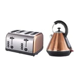 SQ Professional Breakfast Set 2pc Kettle 2200W & 4 Slice Toaster 1500W (Gems 4 Slots Toaster Set-Axinite)