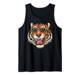 Boys, Men - Tiger Eyes Stripe Cute Tiger with Sunglasses Tank Top