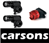 Carsons two pieces front lights & rear red LED bike light set for road MTB lamps