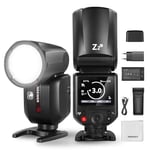 NEEWER Z2-C Flash Speedlite, Speedlight TTL Tête Ronde 2,4G Compatible avec Canon, Flash 76W, Nouvelle Interface Utilisateur, Lampes Pilotes, Sélecteur TCM TTL/M, Batterie 2600mAh, Chiffon Nettoyage