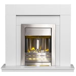 Adam Malmo Fireplace in White with Helios Electric Fire in Brushed Steel, 39 ...