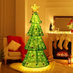 190 cm Arbre Noël Lumineux Pop-up avec 200 Lumières led, Sapin Noël Lumineux avec Décorations, Decoration Noel Exterieur Lumineuse pour Jardin,