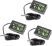 Inrigorous, 3 X Black Digital Steel Fridge Freezer Thermometer with Temperature