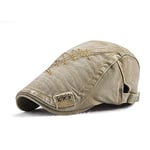 ZYM Béret de printemps pour homme et femme - Casquette plate en coton - Visière réglable - Beige